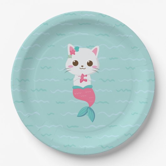 Assiettes En Carton Mermaid Kitty fête d'anniversaire (Devant)