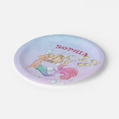 Assiettes En Carton Mermaid mignon rose bleu personnel (Angle)