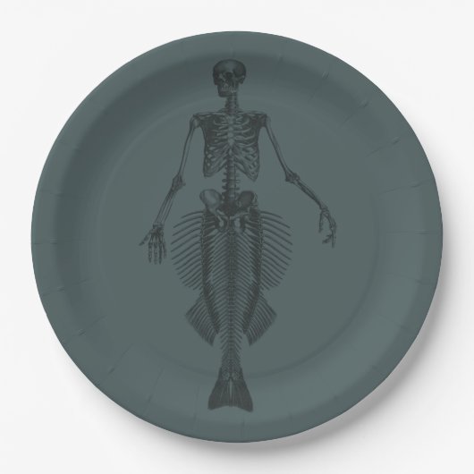 Assiettes En Carton Mermaid Skeleton Dark Halloween (Devant)
