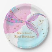 Assiettes En Carton Mermaid Splish Pool Party Fille Anniversaire (Devant)