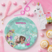 Assiettes En Carton Mermaid Starfish Cheveux foncés Mignonnes serviett (Fête)