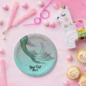 Assiettes En Carton Mermaid Tail Silver Parties scintillant Turquoise  (Fête)