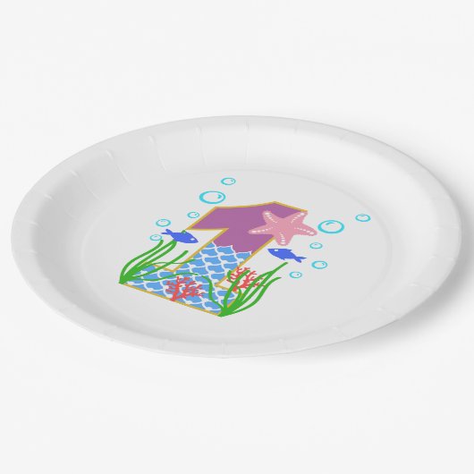 Assiettes En Carton Mermaid Thème 1er Anniversaire (Angle)