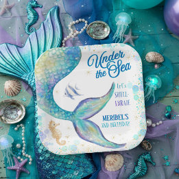Assiettes En Carton Mermaid Under the Sea Birthday