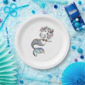 Assiettes En Carton Mermaid Unicorn (Fête)
