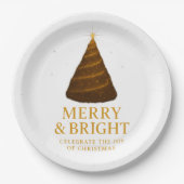 Assiettes En Carton Merry & Bright Gold Christmas Paper Dinner Plates (Devant)