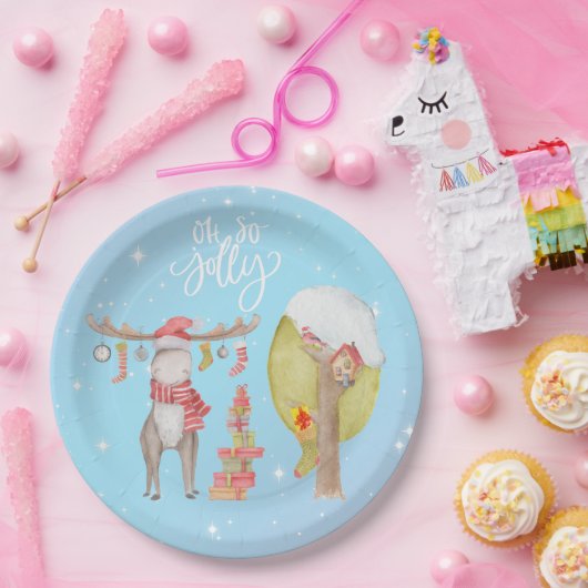 Assiettes En Carton Merry Chris Moose - Oh So Jolly (Fête)