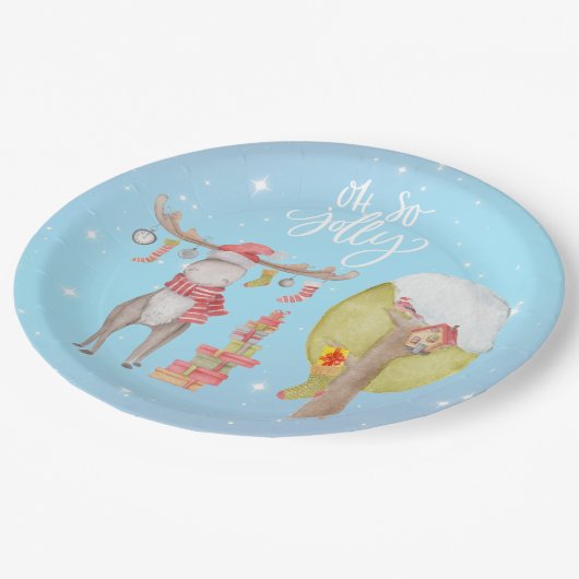 Assiettes En Carton Merry Chris Moose - Oh So Jolly (Angle)