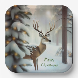 Assiettes En Carton Merry Christmas Deer