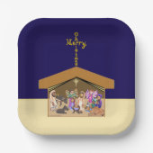 Assiettes En Carton Merry Christmas Fabric Font Cross Over Nativity (Recto)