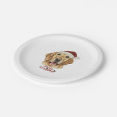 Assiettes En Carton Merry Christmas Golden Retriking chien (Angle)