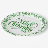 ASSIETTES EN CARTON MERRY CHRISTMAS GREEN WREATH (Angle)