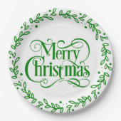 ASSIETTES EN CARTON MERRY CHRISTMAS GREEN WREATH (Devant)