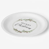Assiettes En Carton Merry Christmas Minimalist Wreath White (Angle)