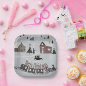 Assiettes En Carton Merry Christmas , rétro (Fête)