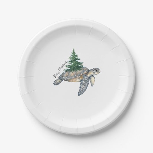 Assiettes En Carton Merry Christmas Sea Turtle (Devant)