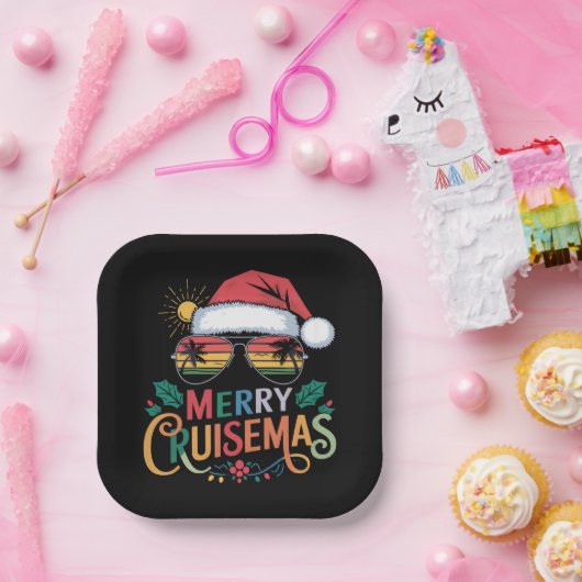 Assiettes En Carton Merry Cruisemas 2024 Noël Père Noël Reindeer (Fête)