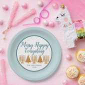 Assiettes En Carton Merry Gold Blue Holiday Interfaith Party (Fête)