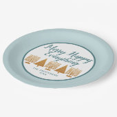 Assiettes En Carton Merry Gold Blue Holiday Interfaith Party (Angle)