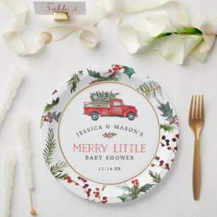 Assiettes En Carton Merry Little Baby shower Plaques en papier Camion 