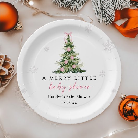 Assiettes En Carton Merry Little Christmas Tree Baby Shower