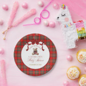 Assiettes En Carton Merry Little Red Bow Christmas Plaid  (Fête)
