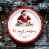 Assiettes En Carton Merry Santa Claus Rustic Custom Name Editable
