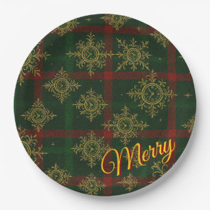 Assiettes En Carton Merry Steampunk Flocon de neige rouge et vert Tart