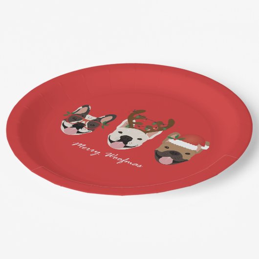 Assiettes En Carton Merry Woofmas Têtes de Noël (Angle)