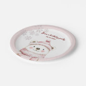 Assiettes En Carton merveilleux d'hiver avec joli anniversaire d'ours  (Angle)
