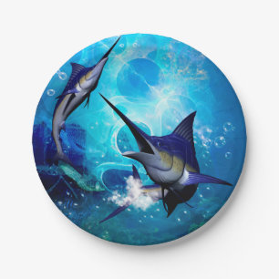 Assiettes En Carton Merveilleux marlin avec bulles