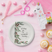 Assiettes En Carton "Merveilleux vacances" Souhaite Garland vert front (Fête)