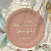 Assiettes En Carton Message de bienvenue rustique Script Mariage en te