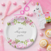 Assiettes En Carton Message de mariage écriture jardin de roses (Fête)