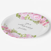 Assiettes En Carton Message de mariage écriture jardin de roses (Angle)