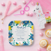 Assiettes En Carton Message de Merci Mariage bleu jaune chic (Fête)