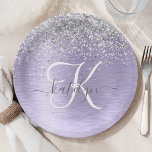 Assiettes En Carton Métal brossé violet Parties scintillant d'argent N<br><div class="desc">Personnalisez facilement ce design chic et branché de plaques en papier avec une jolie parties scintillant brillante en argent sur un arrière - plan métallique brossé violet.</div>