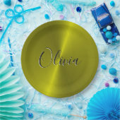 Assiettes En Carton Métal jaune brillant (Fête)