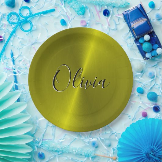 Assiettes En Carton Métal jaune brillant (Fête)