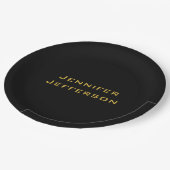 Assiettes En Carton Metallic Gold & Black Professional Modern Elegant (Angle)