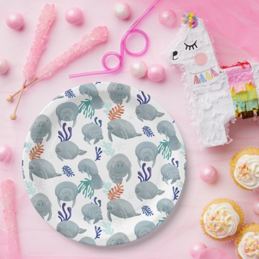 Assiettes En Carton Mets Manates Avec Bulles Motif - Blanc (Fête)