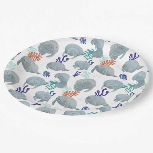 Assiettes En Carton Mets Manates Avec Bulles Motif - Blanc (Angle)