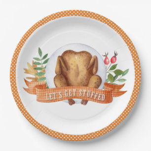 Assiettes En Carton Mettons-nous un peu bourrés Thanksgiving Turquie