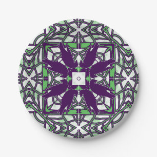 Assiettes En Carton Meurtre de corbeaux kaléidoscope violet/vert