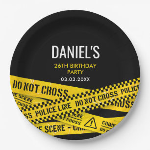 Assiettes En Carton Meurtre Mystère Dîner Fête Jaune Police Line