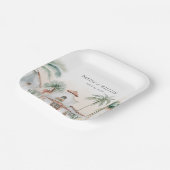 Assiettes En Carton Mexique Aquarelle Palm Tree Destination Mariage (Angulaire)