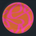 Assiettes En Carton Mi-Siècle Abstrait Moderne Lignes Orange Et Rose<br><div class="desc">Brosses Abstraites - Formes abstraites en orange brûlé et rose chaud.</div>