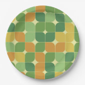Assiettes En Carton Mi-siècle Abstrait Motif vert orange jaune (Devant)