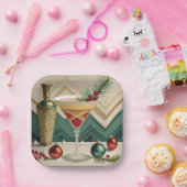 Assiettes En Carton Mi-Siècle Cocktail de Noël Fête Happy Hour (Fête)