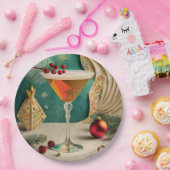 Assiettes En Carton Mi-Siècle Cocktail de Noël Fête Happy Hour (Fête)